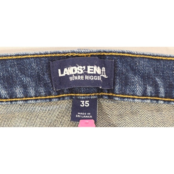 Lands End Mens Jeans Square Rigger Straight Leg Medium Wash Stretch Denim 35x26 - Picture 3 of 16